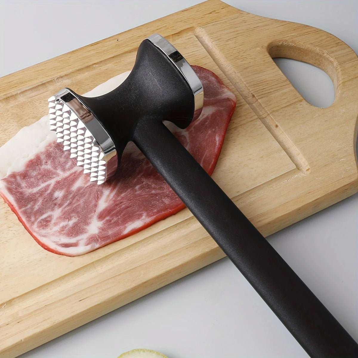Heavy Duty Stainless Steel Meat Tenderizer Hammer | Rubber Grip