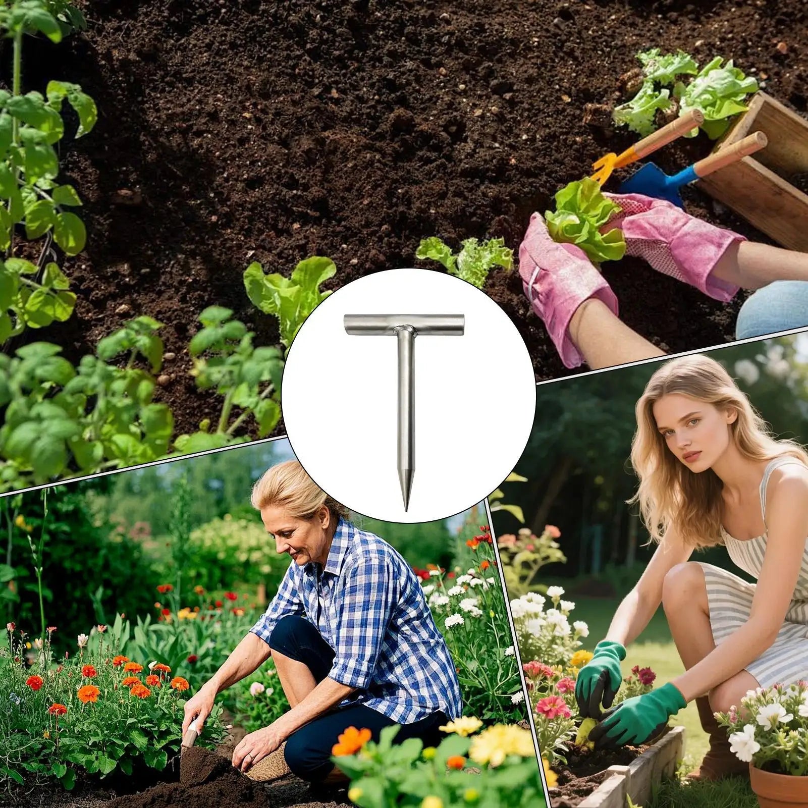 Hand Dibber Sowing Handheld Gardening Tools Plant Hole Digger With Handle For Cucumber Flower Tomato Potting Yard Farm Peaceful Pleasures Health and Wellness