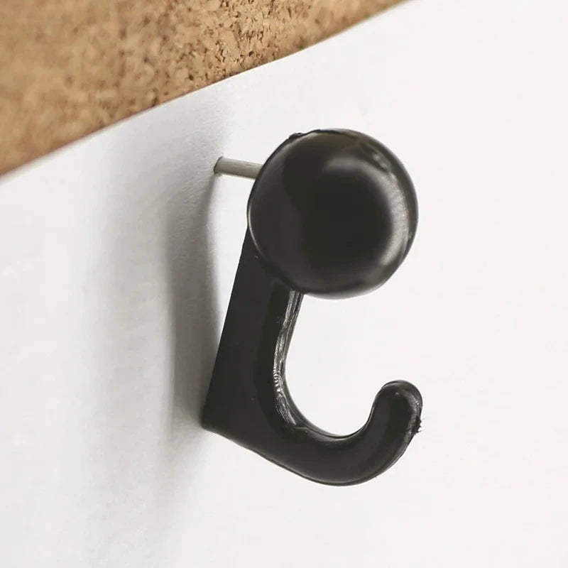 Bulk 30pcs Clear Black Plastic Push Pins with Hooks, Decorative Reusable Thumbtacks for Notice Board, Office Cork Board Peaceful Pleasures Health and Wellness