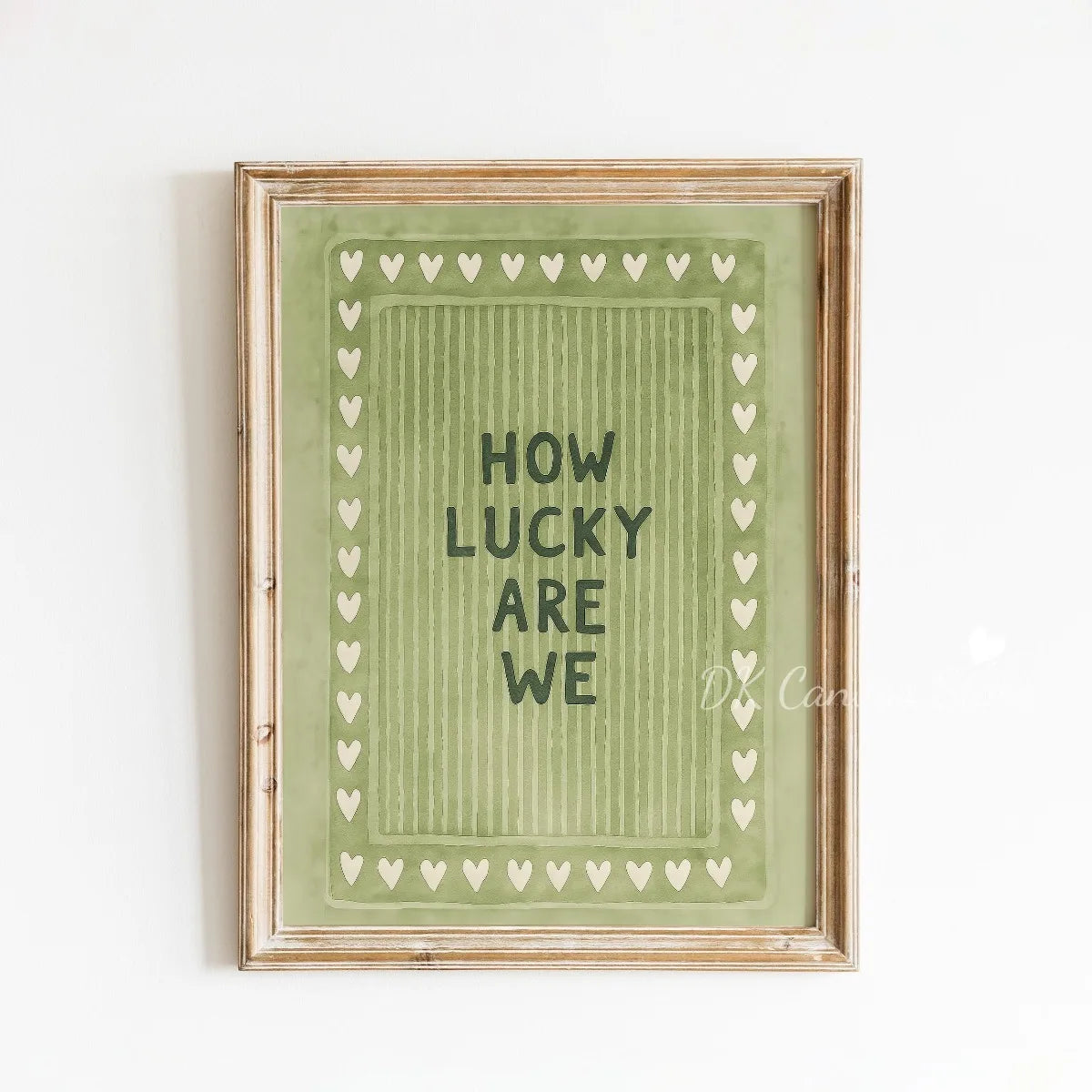 "How Lucky Are We" Quote Canvas Print Poster Modern Heart Stripe Art Prints Bedroom Living Room Wall Art Home Decor Poster Peaceful Pleasures Health and Wellness