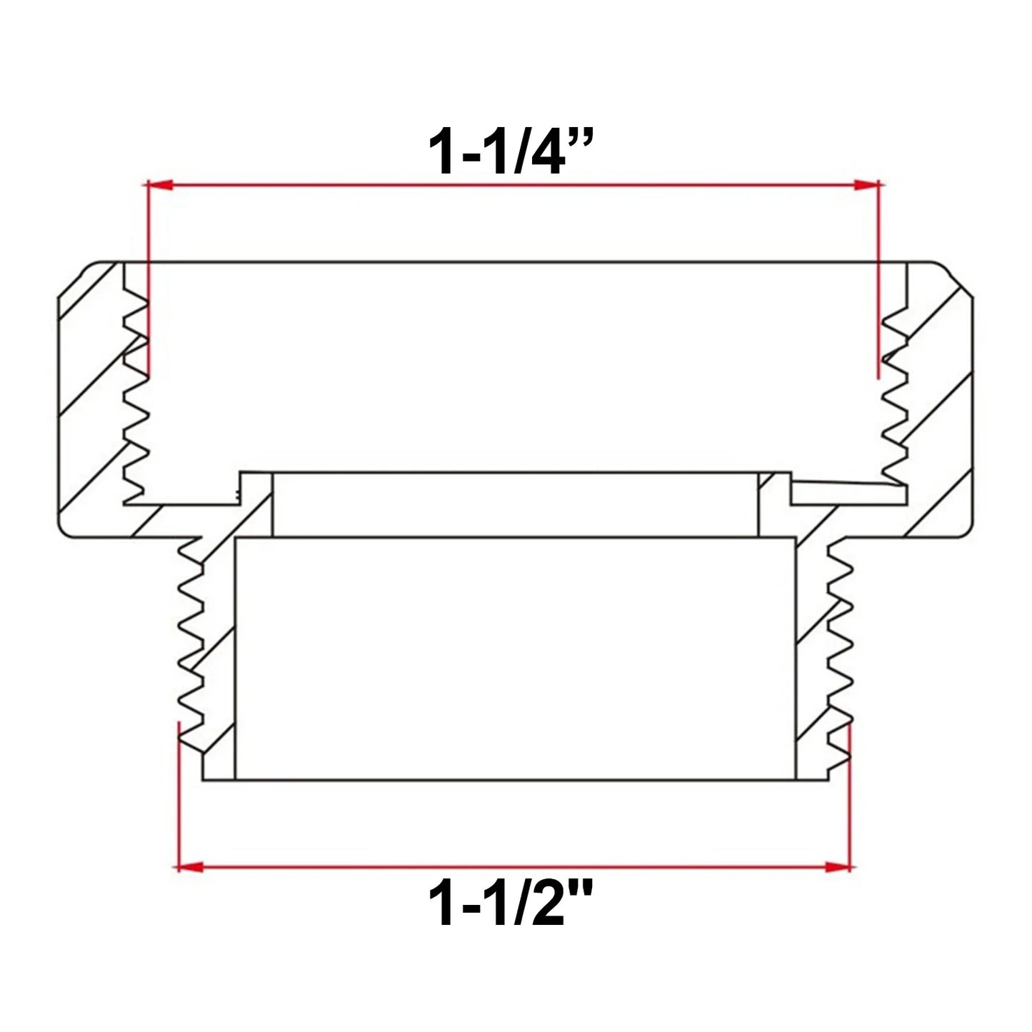 Drain Pipe Adapter 1-1/4" to 1-1/2" Trap Waste Extension Fitting