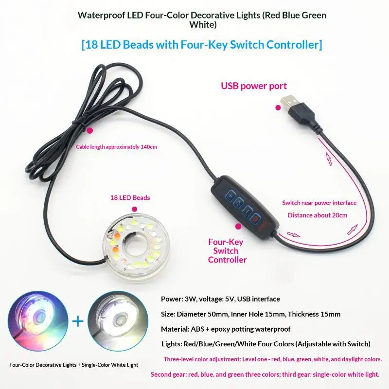 USB LED Submersible Aquarium Light – Colorful Waterproof Lamp