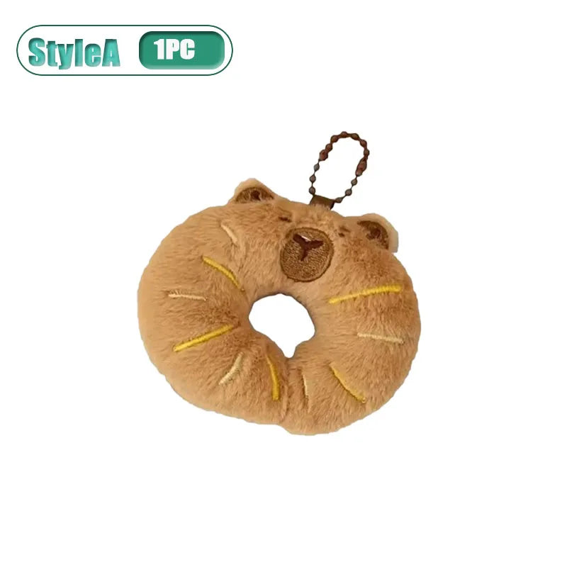 Capybara Plushie Keyring – Cute Anime Bread Topper Fluffy Toy