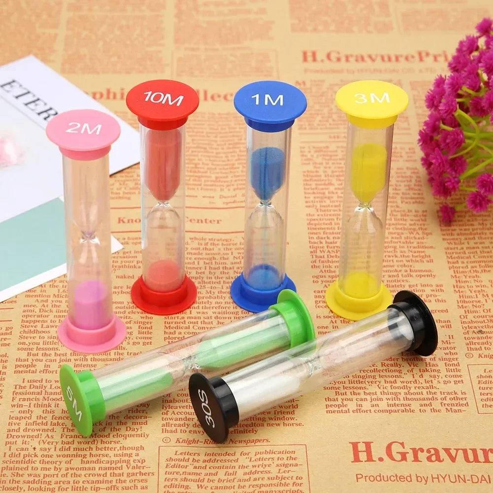 Colorful Hourglass Sand Timer Set – 6 Pieces, 30s–10 Min
