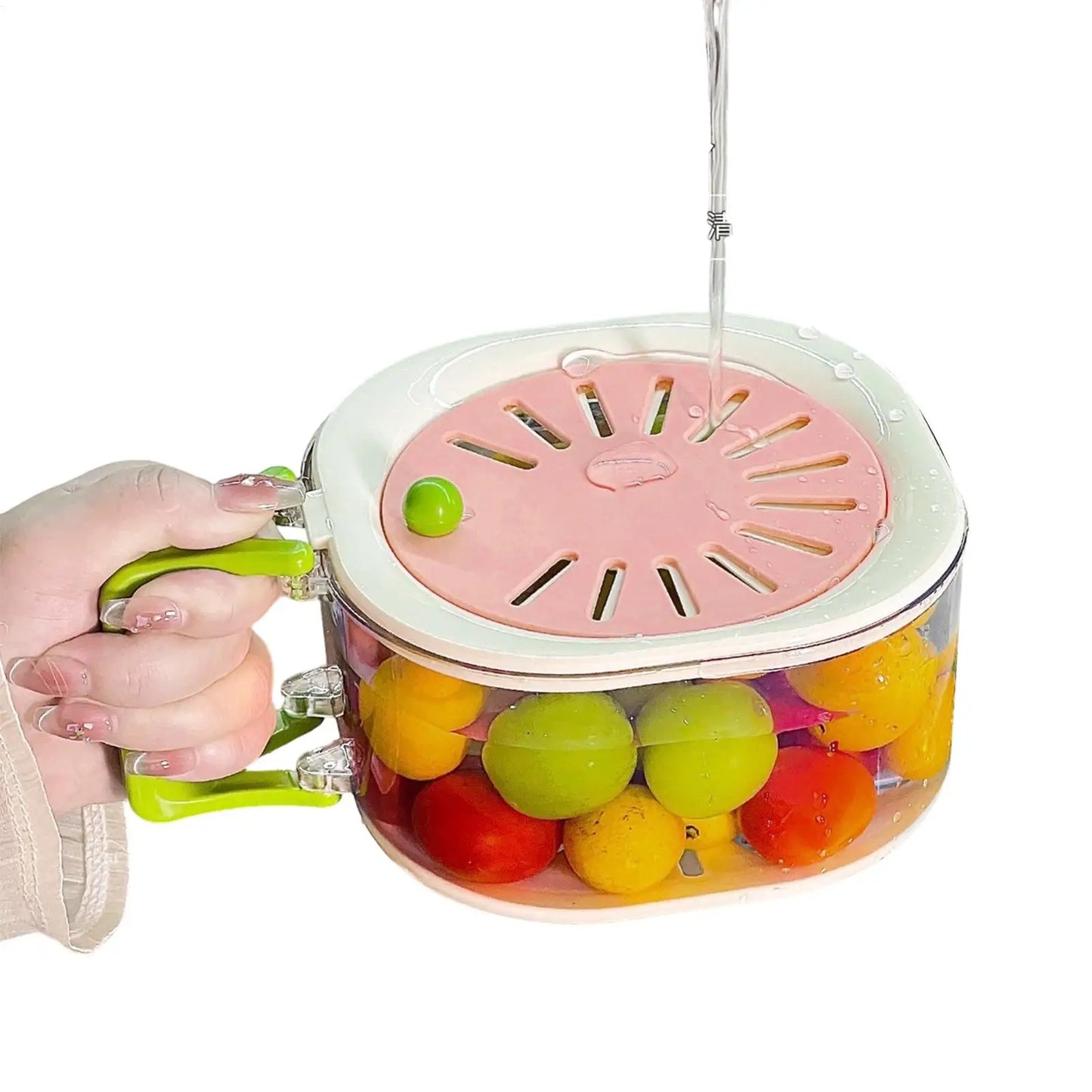 2-in-1 Fruit Washing Bowl & Drain Basket | Foldable Handle
