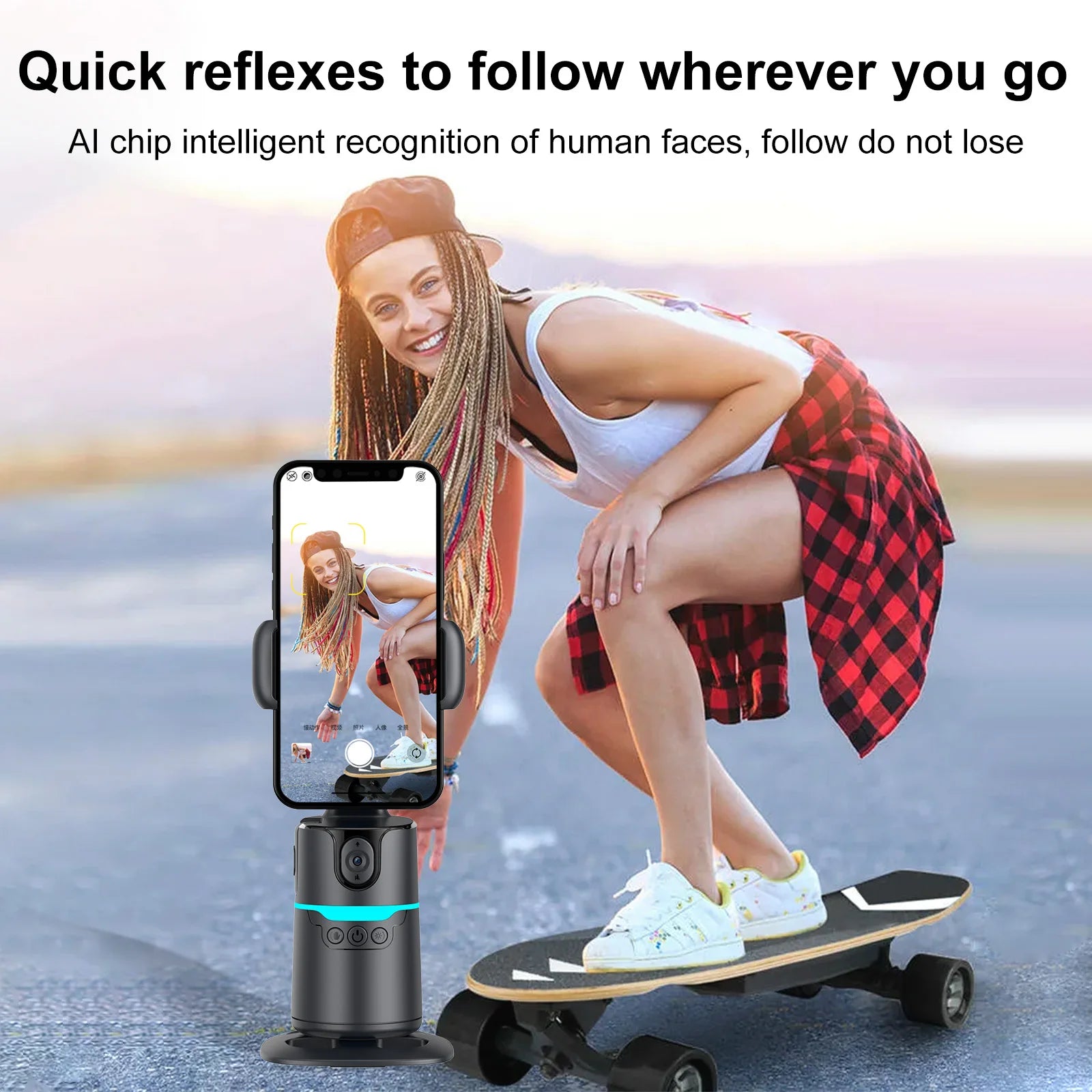360° Auto Face Tracking Phone Holder | Smart Hands-Free Stand Peaceful Pleasures Health and Wellness