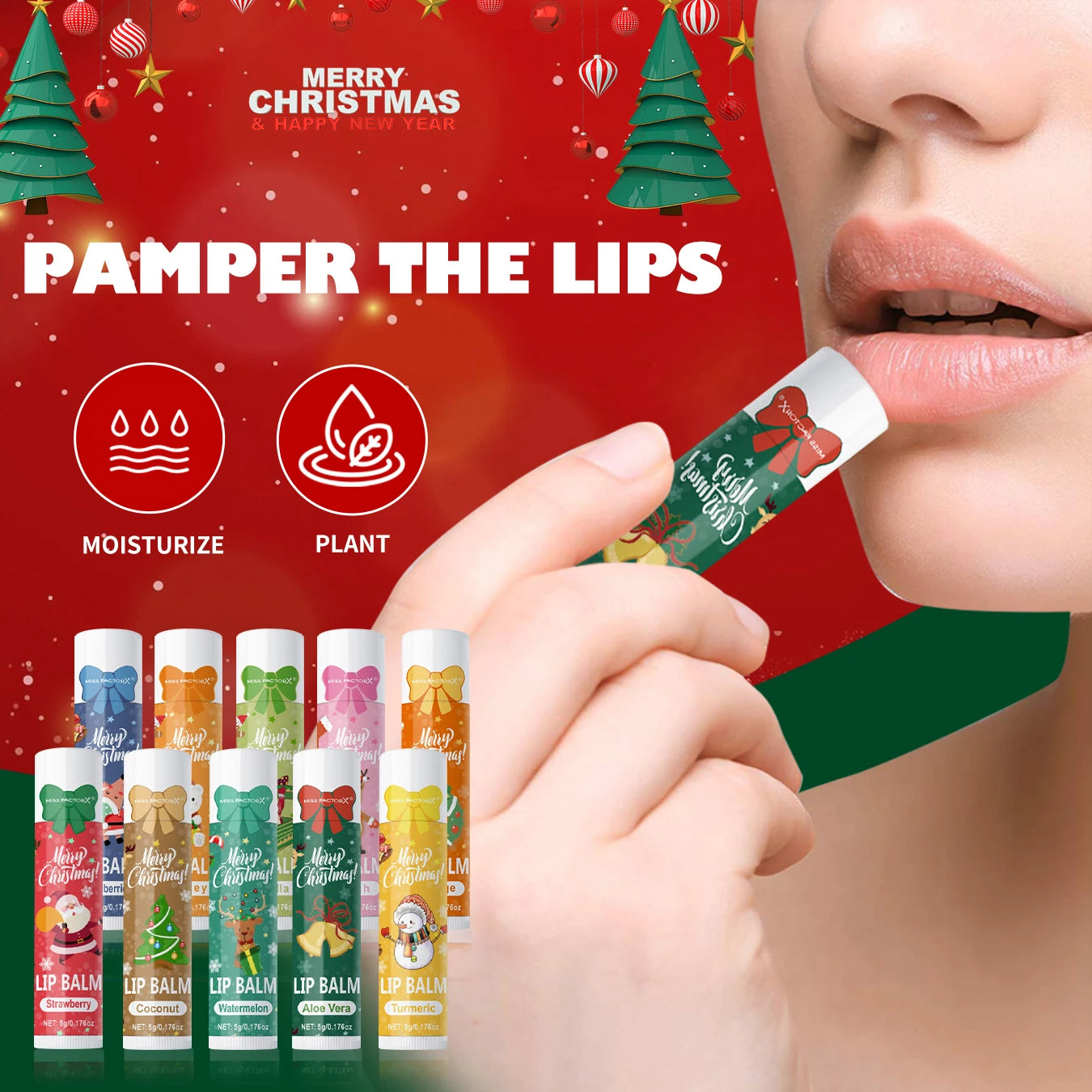 90 pieces/box 10 scented lipstick set Christmas set Moisturizing lips deep moisturizing Christmas gift Peaceful Pleasures Health and Wellness