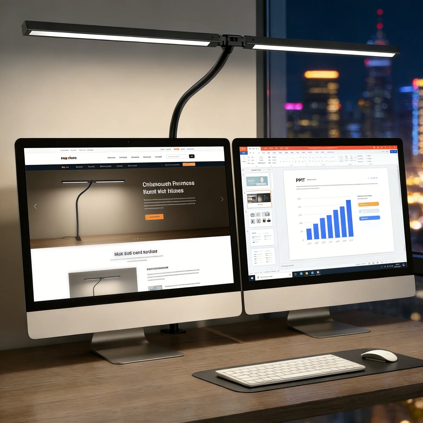 RUNTOIN Double Head LED Desk Lamp | Dimmable Architect Task Light