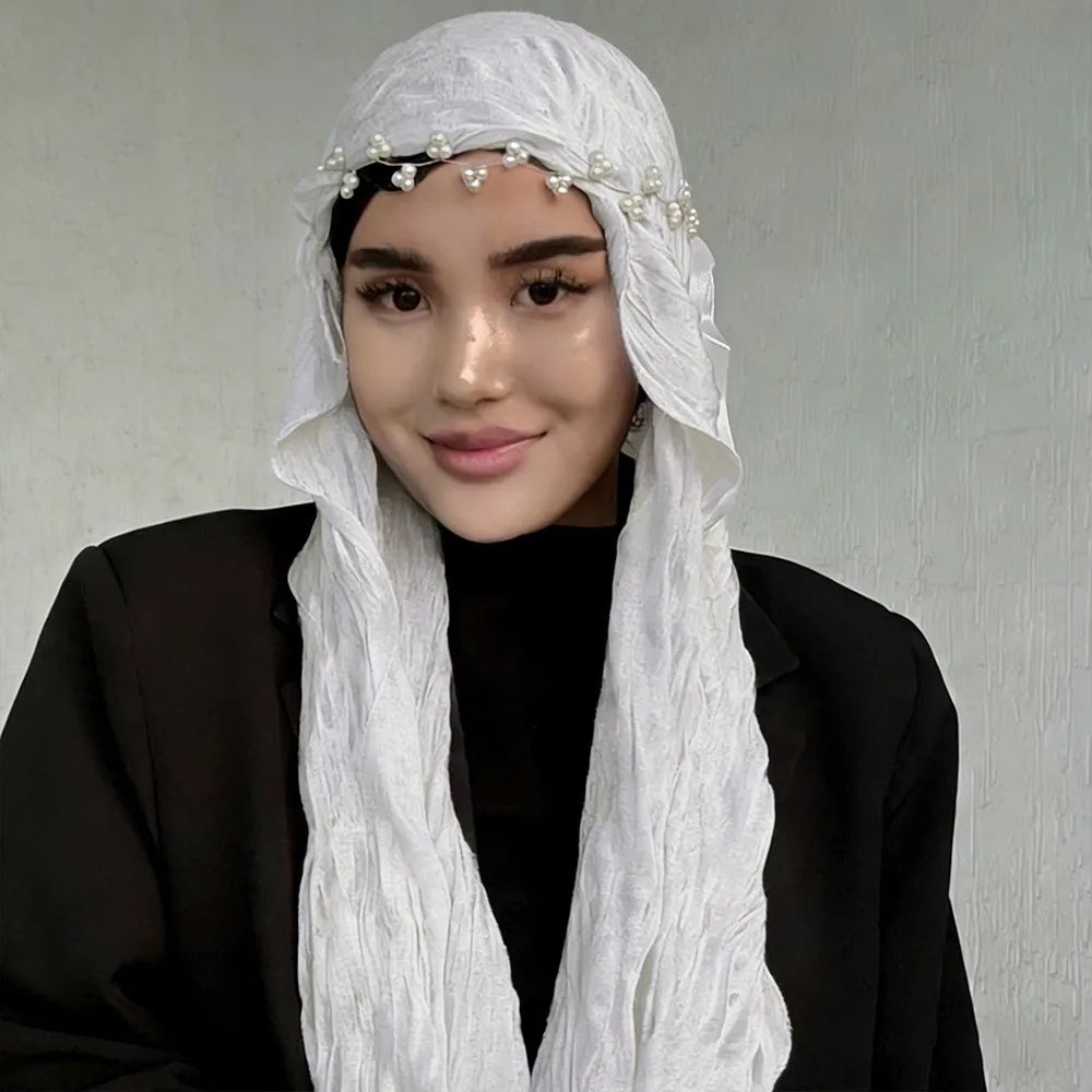 Solid Chiffon Scarf – Ruffled Shawl, Hijab & Wrap for Women