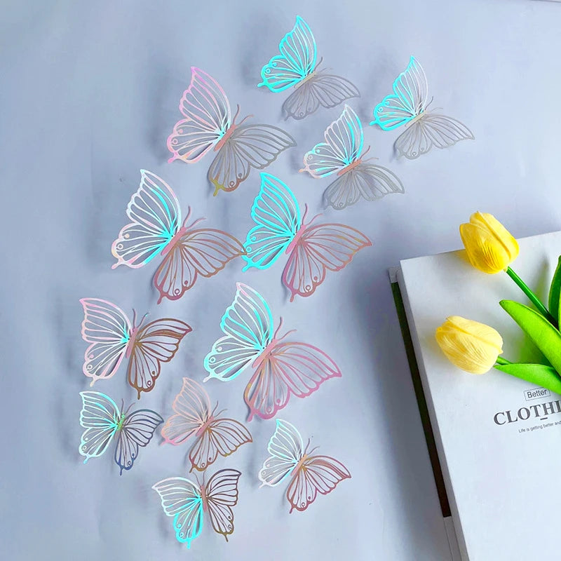 3D Butterfly Wall Stickers 12-Pack | Hollow Carving Home Decor