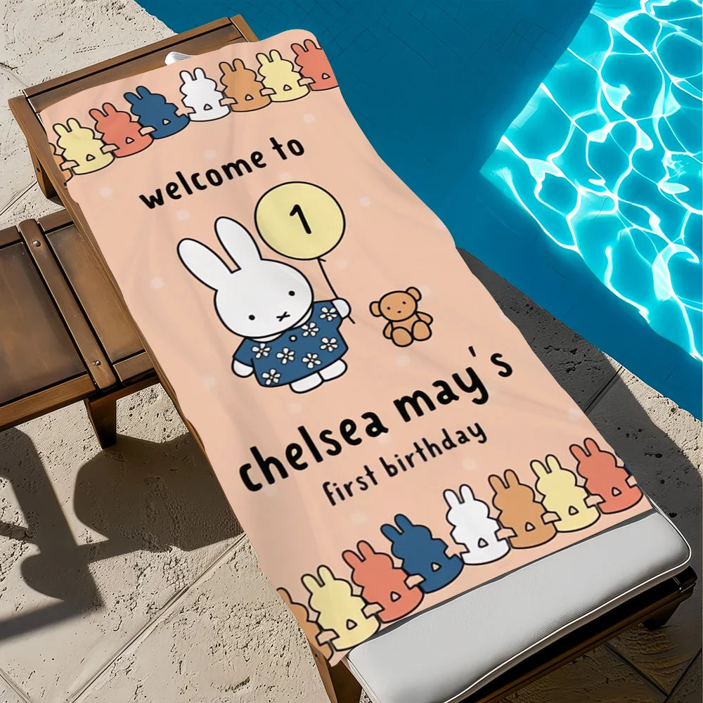 Miffy Cartoon Quick-Dry Beach Towel | Soft Pool & Travel Towel