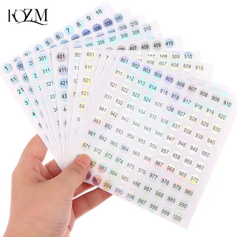 Waterproof Laser Number Stickers 1–1000 | Nail Polish Labels