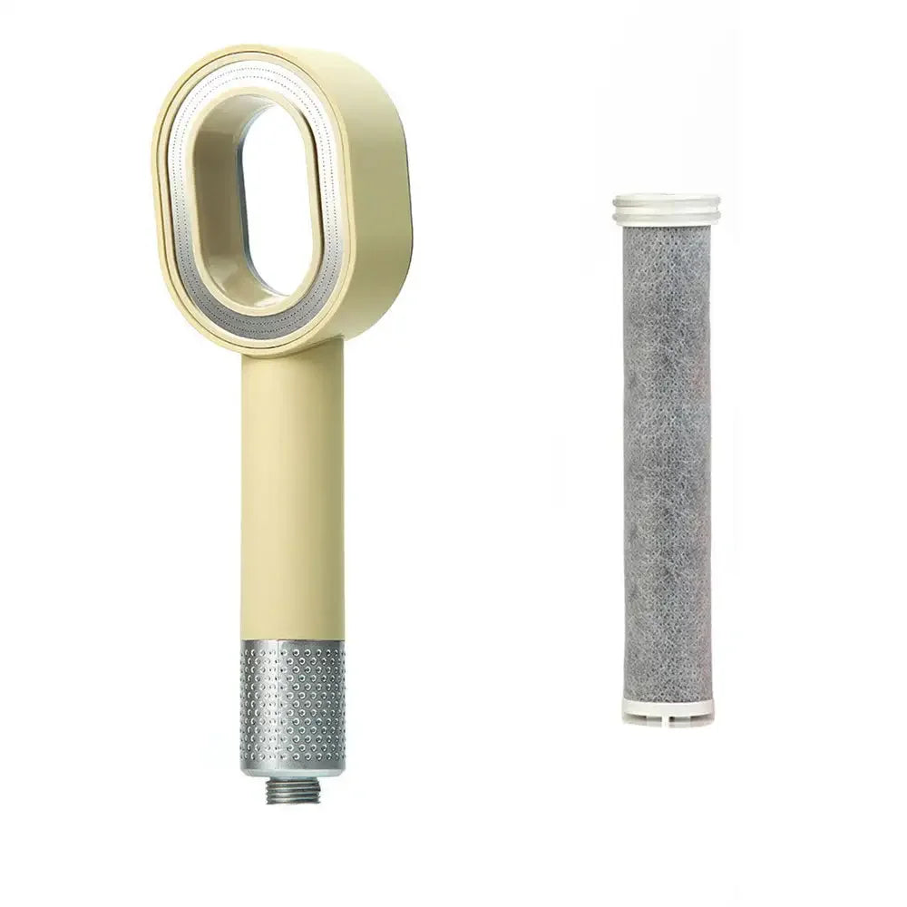 Filter Shower Head High Pressure Beauty Rain Faucet Showerhead Filtration Purification Bathroom Accessories Filtered Water Peaceful Pleasures Health and Wellness Beige