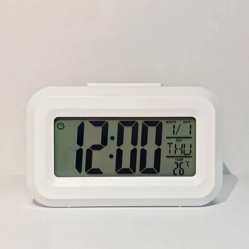 LED Digital Electronic Alarm Clock With Backlight Snooze Calendar Screen Display For Home Office Desktop Table Peaceful Pleasures Health and Wellness White
