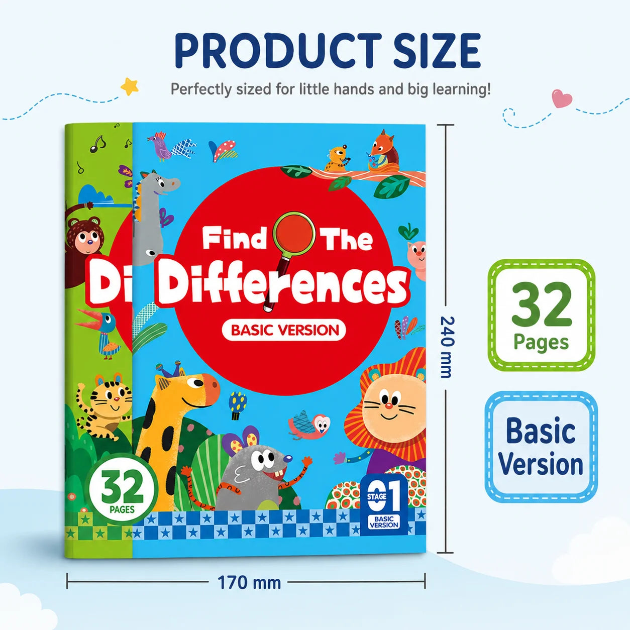 Find Differences Workbook A5 17x24cm 32 Pages Kids Observation