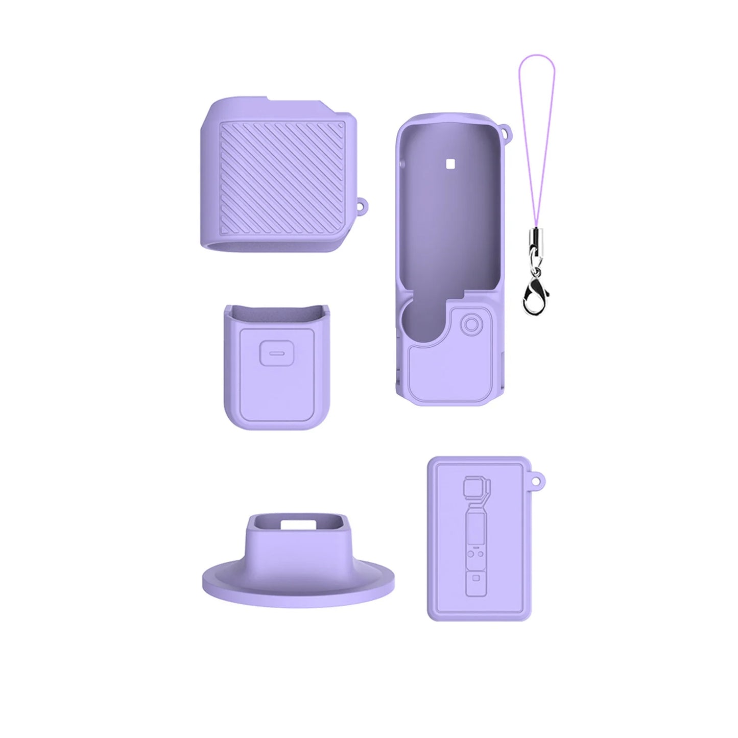 Soft Silicone Case For DJI Pocket 4 With Base Stand And Wrist Strap Thick Shockproof Cover Non-Slip Design For Secure Handling Peaceful Pleasures Health and Wellness Purple