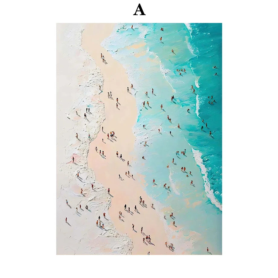 Ocean Wave Beach Canvas Wall Art | Nordic Landscape Poster