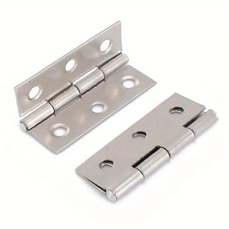 New 10pcs Stainless Steel Door Hinges Cabinet Doors Windows Wooden Box Flat Hinge Home Furniture Hardware Accessories Peaceful Pleasures Health and Wellness