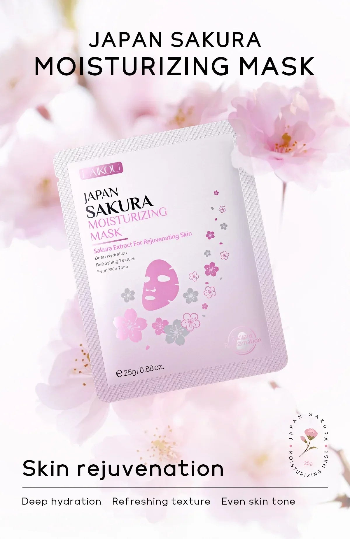 Laikou Sakura Hydrating Sheet Mask – Pore Minimizing 5-Pack