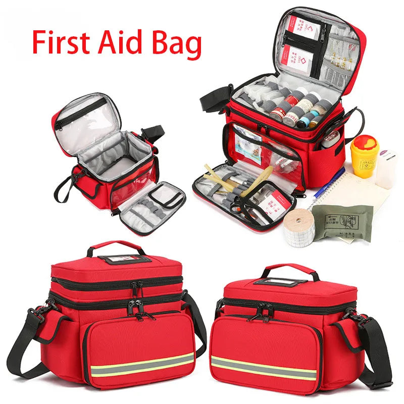 Double Layer Medical Bag Empty First Aid Bag Emergency Trauma Bag Empty, First Responder Organizer for Nurses,Home Health Care Peaceful Pleasures Health and Wellness