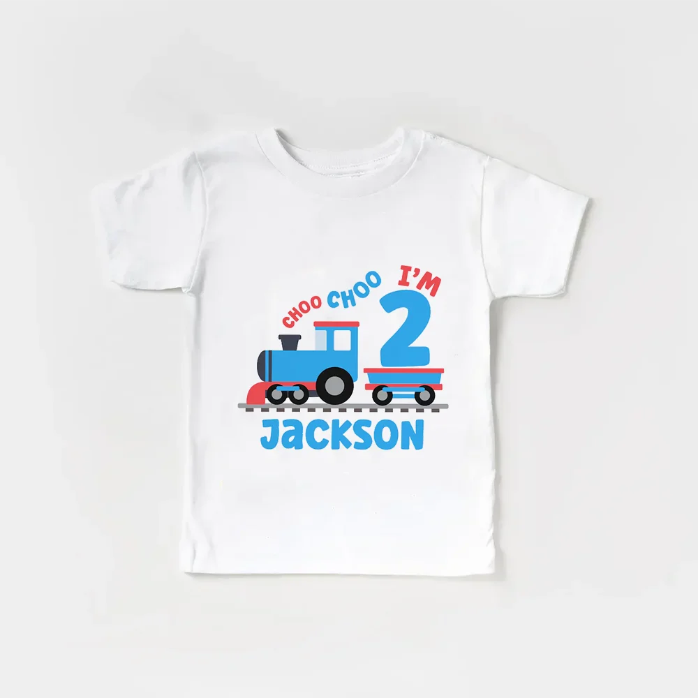 Custom Choo Choo I'm 2 Toddler Shirt | 2nd Birthday Train Tee