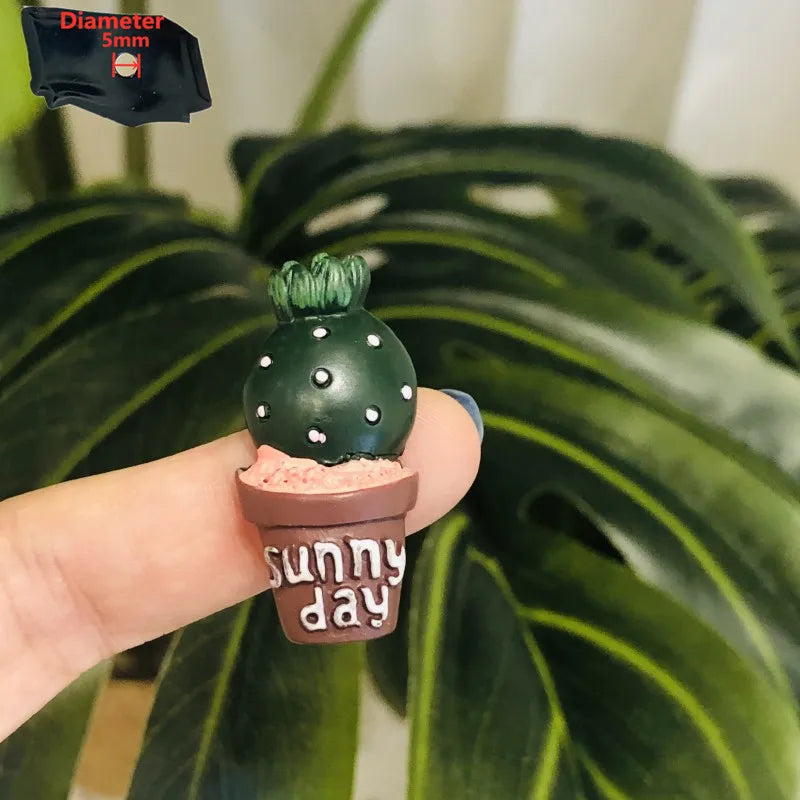 1PCS Resin Sunny Day Cute Mini Plant Succulent Potted Plant Fridge Magnetic Decoration Refrigerator Magnets Sticker Gift Peaceful Pleasures Health and Wellness 4