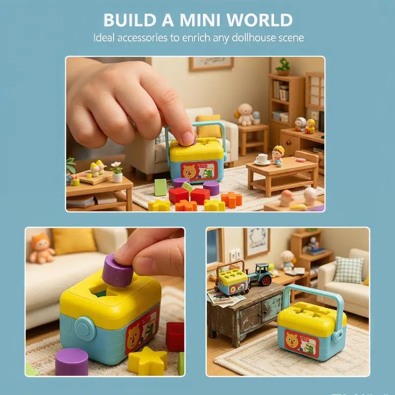 1:12 Miniature Shape Sorting Toy Box | Dollhouse Nursery Decor