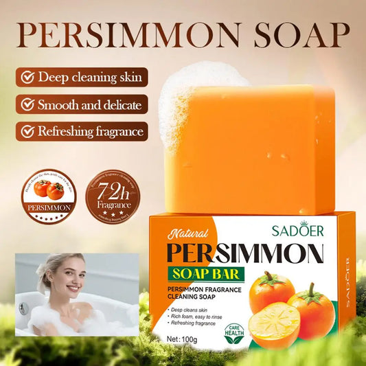 Persimmon Soap 100g Eliminates Odors Oil Control Refreshing Soft Smooth Professional Skin Cleaning Dirt Remover Wash Soap Bar Peaceful Pleasures Health and Wellness