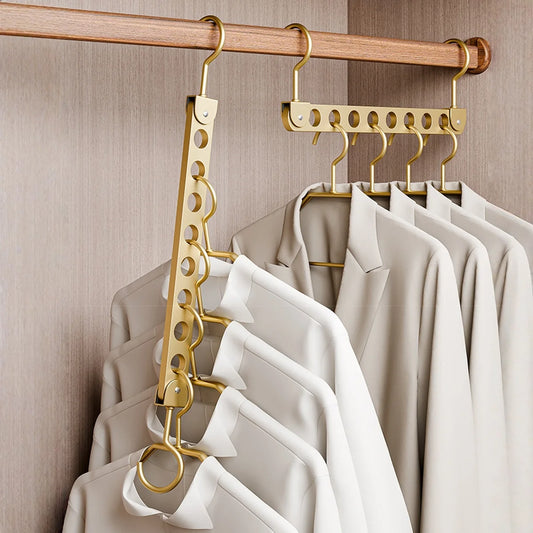 Space-Saving Collapsible Metal Hangers | 6 & 8 Hole Organizer Closet Organizer Hangers Peaceful Pleasures Health and Wellness