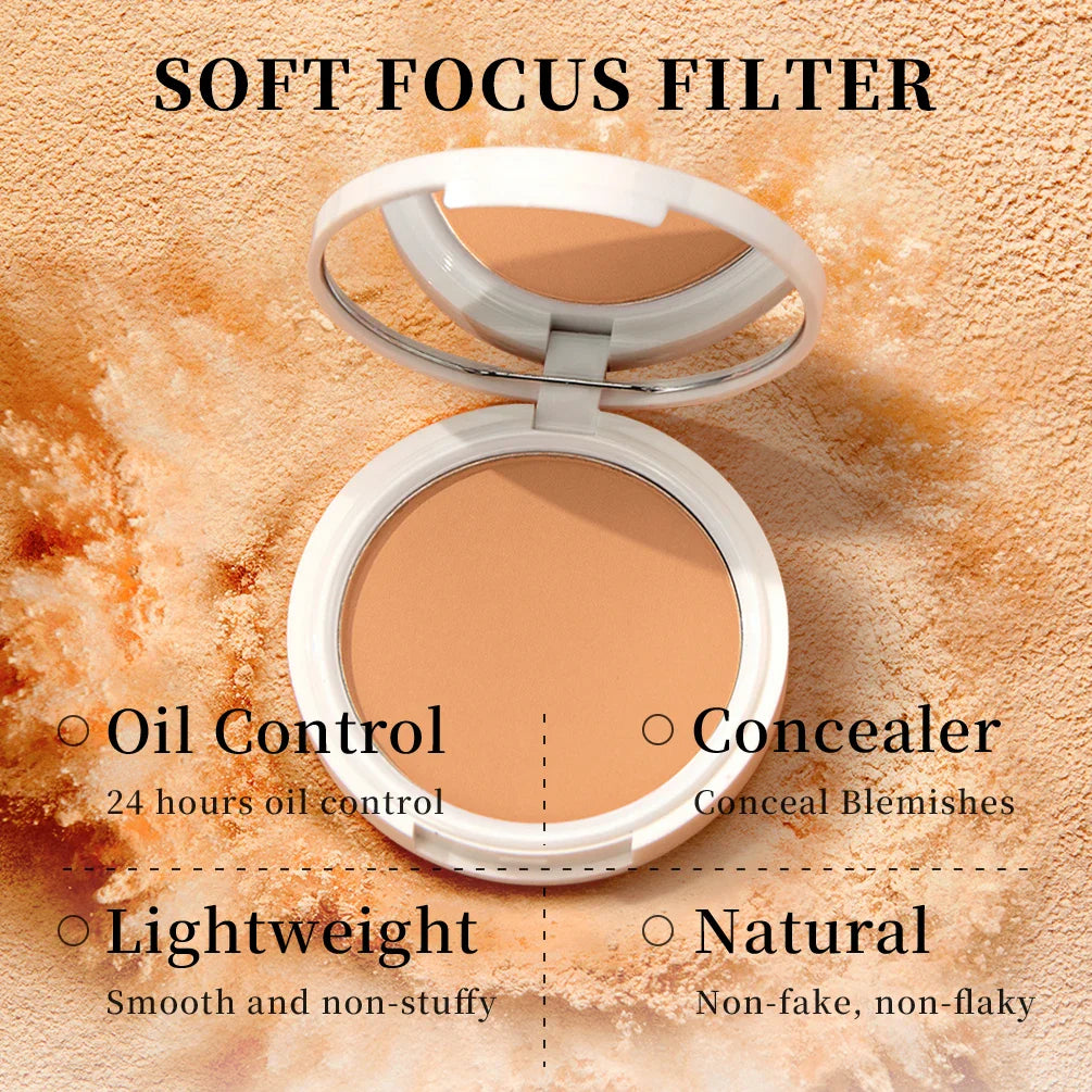 QIBEST Matte Pressed Powder – Oil Control & Full Coverage