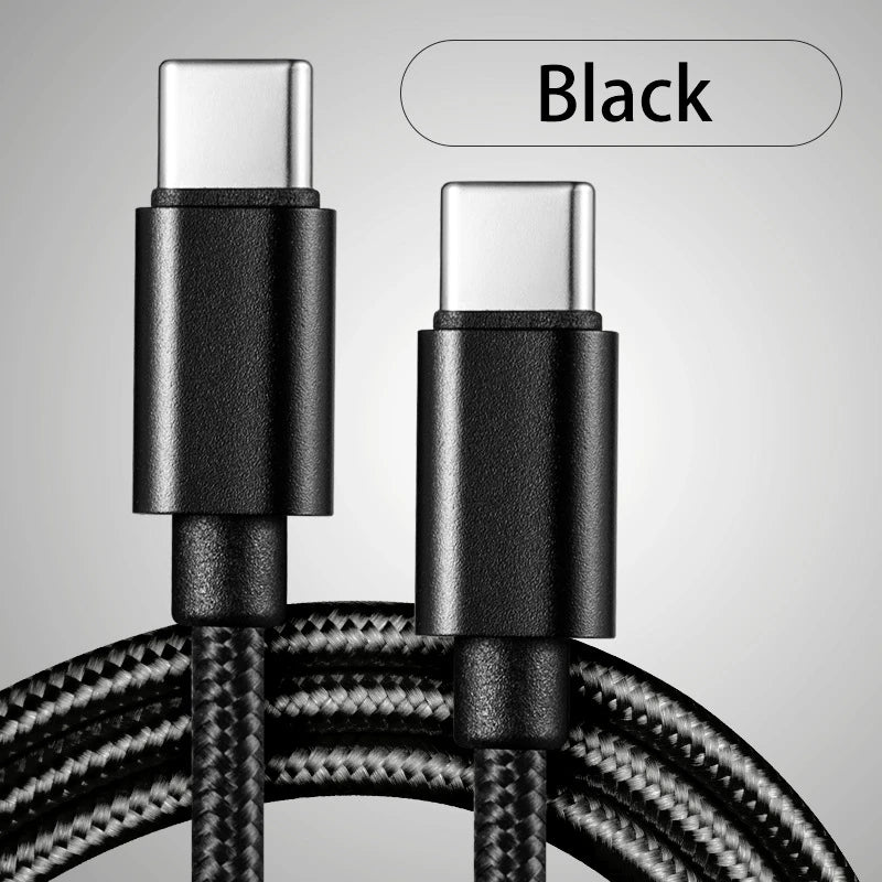 60W 5A USB C to Type C fast charging data cable USB Type C to Type-C nylon braided fast charging charger adapter cable 1m 3m Peaceful Pleasures Health and Wellness Type-C to Type-c 3m