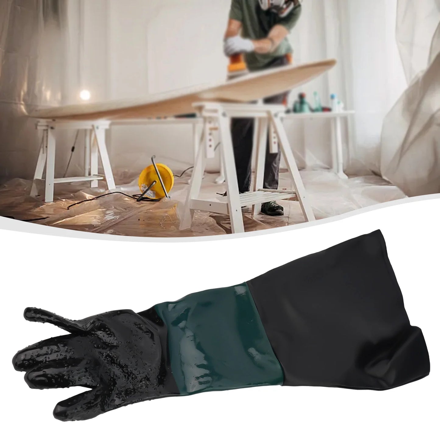 Sandblasting Gloves 23 6 Work Sandblaster Sand Blast Cabinet PVC