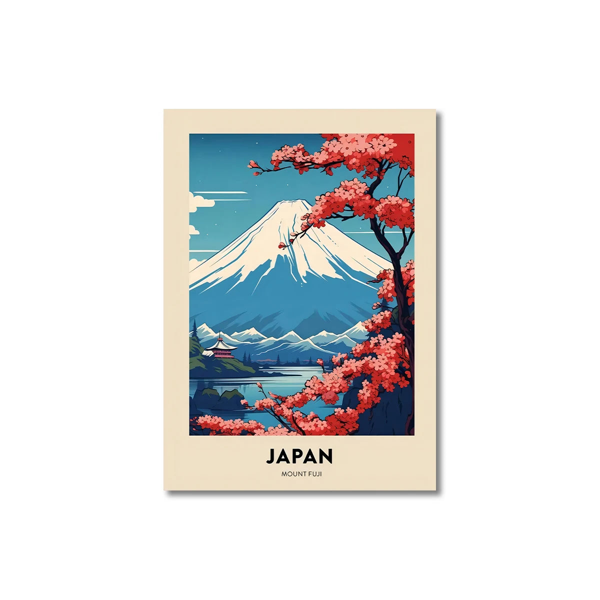 Japanese Mount Fuji Canvas Wall Art | Plum Blossom Wave Poster Canvas Wall Art Peaceful Pleasures Health and Wellness TL528 50x70cm Unframed