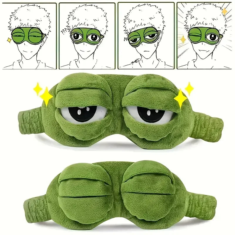 3D Sad Frog Sleep Mask Natural Sleeping Eyeshade Cover Shade Eye Patch Women Men Soft Portable Blindfold Travel Eyepatch Peaceful Pleasures Health and Wellness