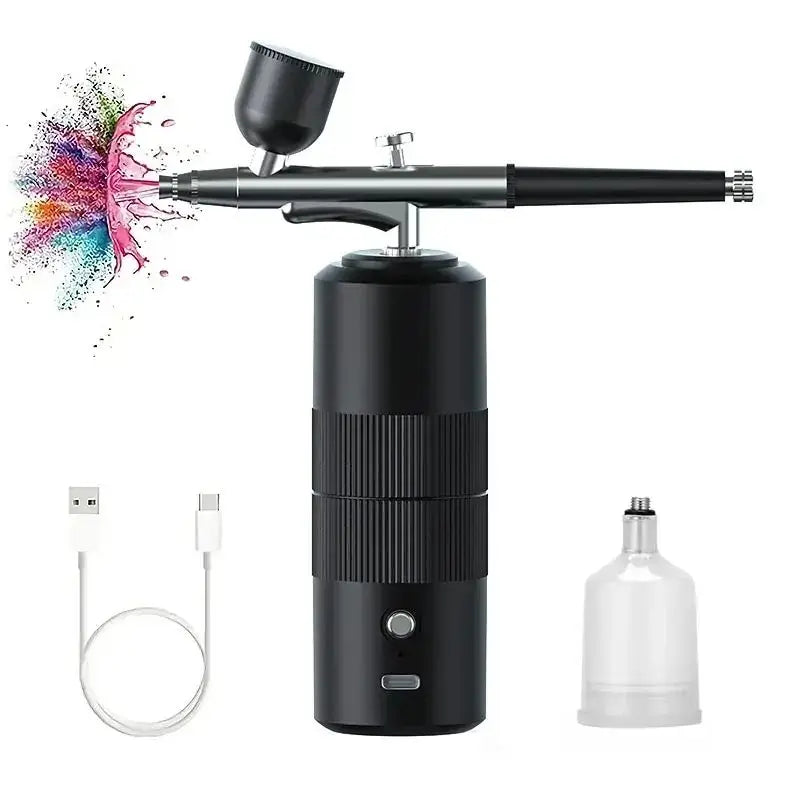 Portable Airbrush Kit Wireless Air Brush with Compressor Electrical Handheld Spray Gun Coloring Tattoo Graffiti Graphic Model Peaceful Pleasures Health and Wellness