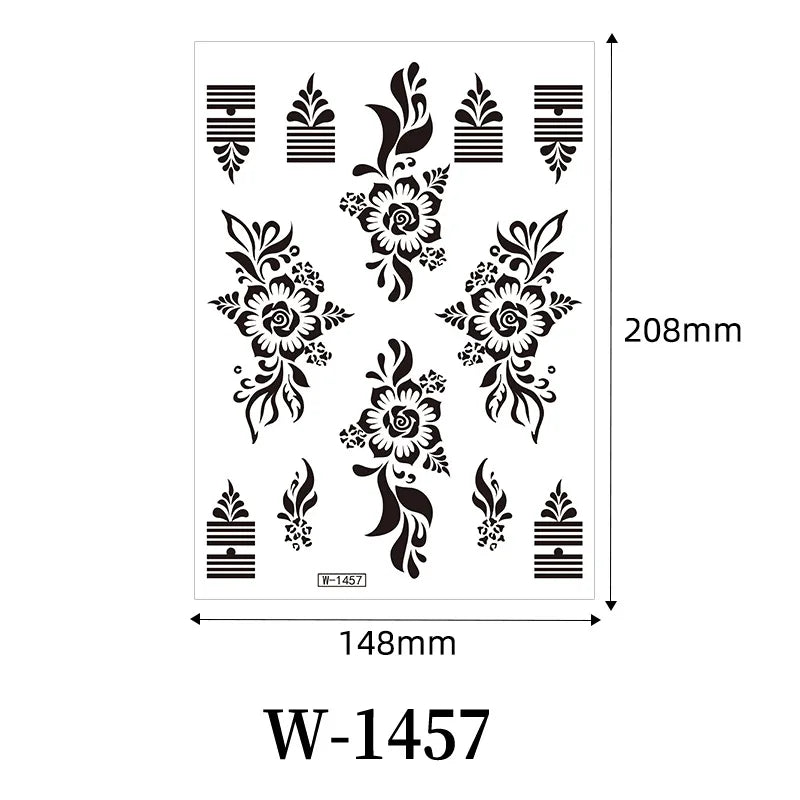 Black Henna Temporary Tattoo – Mandala Mehndi Body Stickers