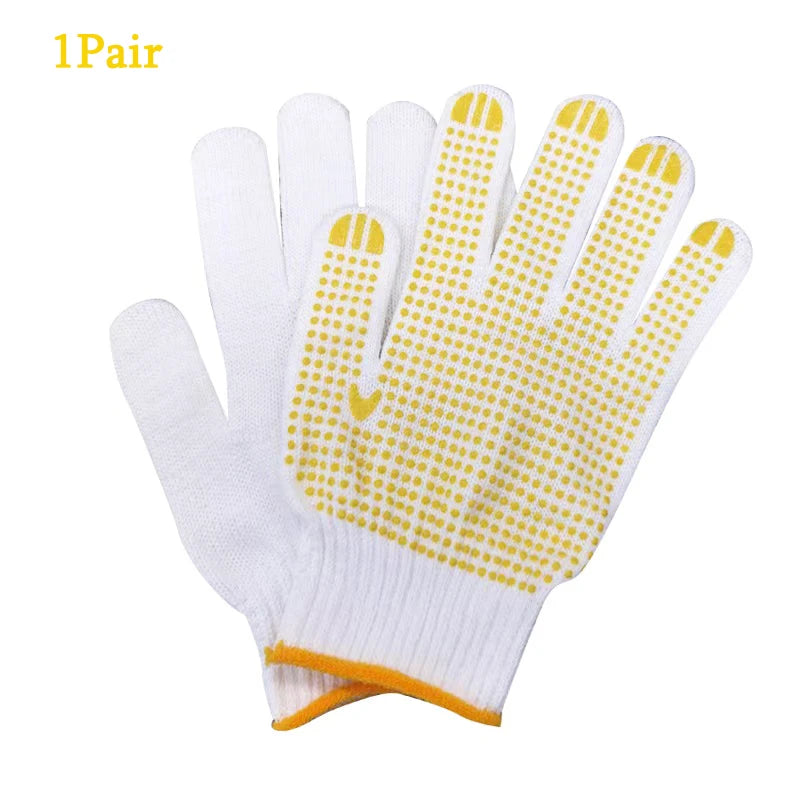 1/3/5 Pairs Work Gloves With Anti Slip Grip, PVC Dots Safety Cotton Protection ,For Painter, Mechanic Industrial Construction Peaceful Pleasures Health and Wellness Yellow 1Pairs