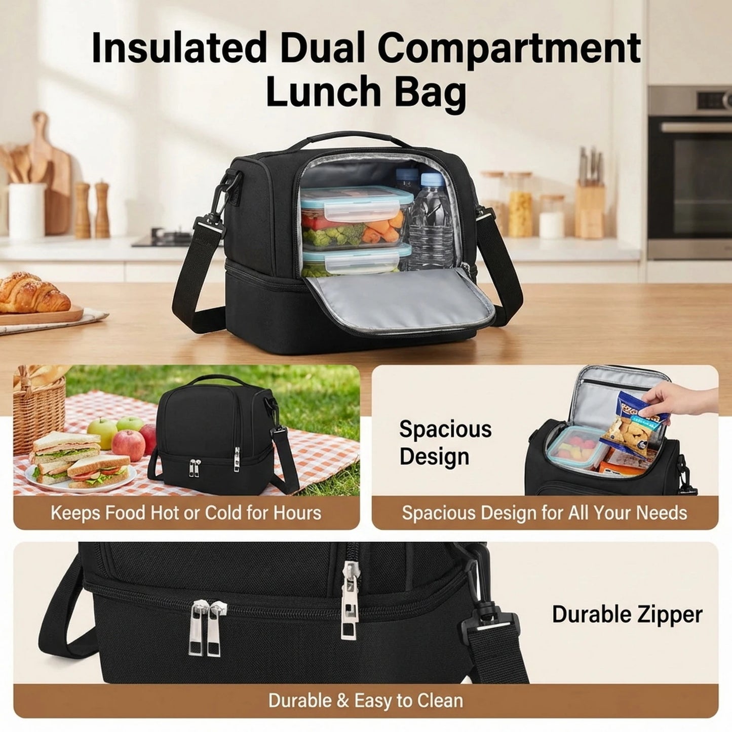 Aluminum Foil Insulated Lunch Bag Large Capacity Thermal Food Container Tote with Handles for Office School Picnic Travel Peaceful Pleasures Health and Wellness