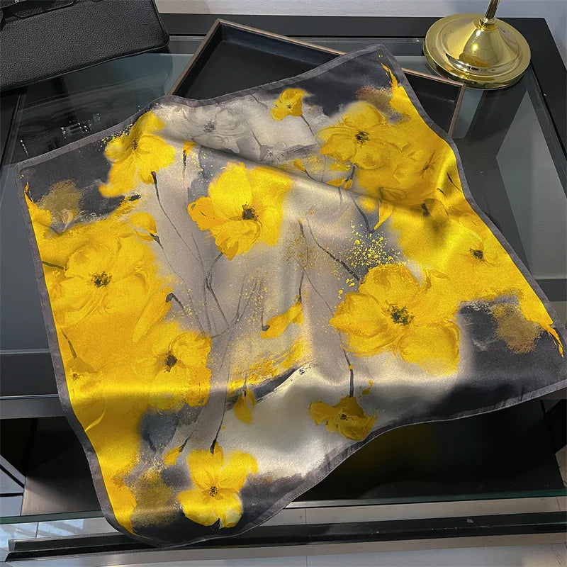 100% Mulberry Silk Lotus Floral Scarf – Women's Versatile Accessory