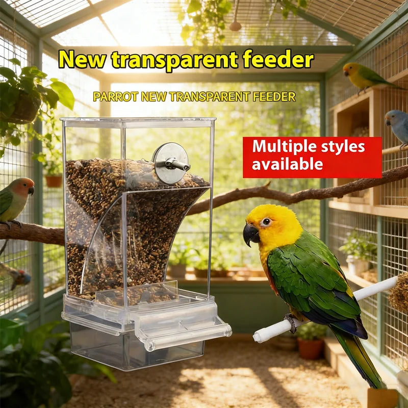 Large Anti-Splash Bird Feeder Box for Parrots & Small Birds