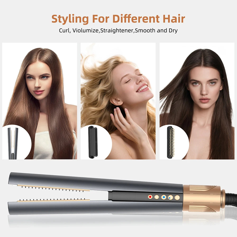 Professional 3-in-1 Hair Dryer and Straightener Negative Ion Hot Air Brush Long Lasting Styling Tool Wet and Dry Straightener Peaceful Pleasures Health and Wellness