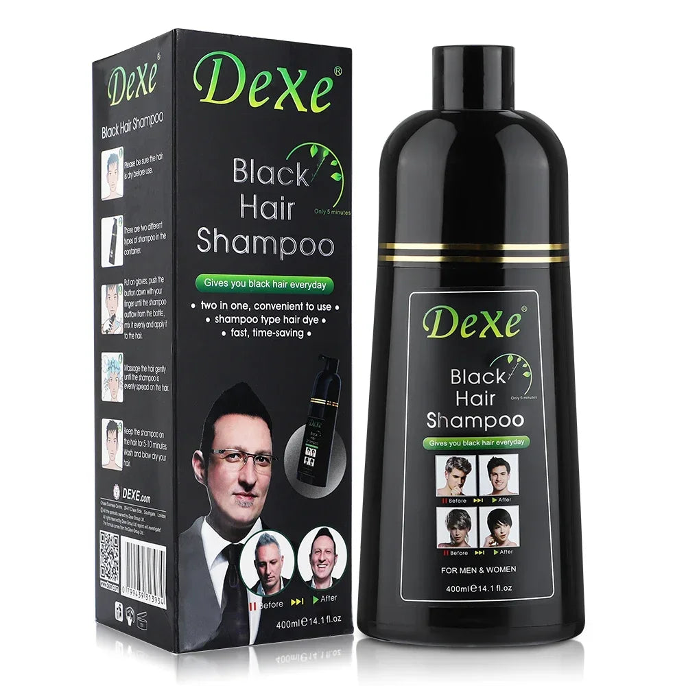 Dexe Herbal Hair Dye Shampoo – Ginseng & Ginger Gray Coverage, Semi-Permanent | 400ml Peaceful Pleasures Health and Wellness