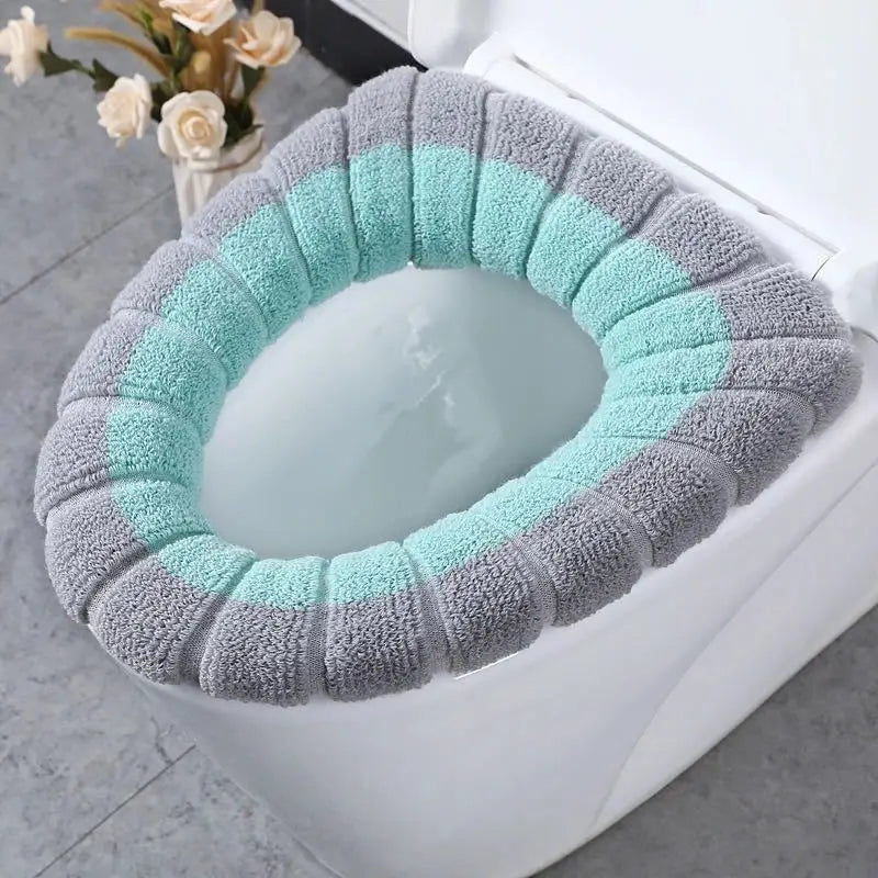 Soft Knitted Toilet Seat Cushion Cover – Warm, Washable, Universal