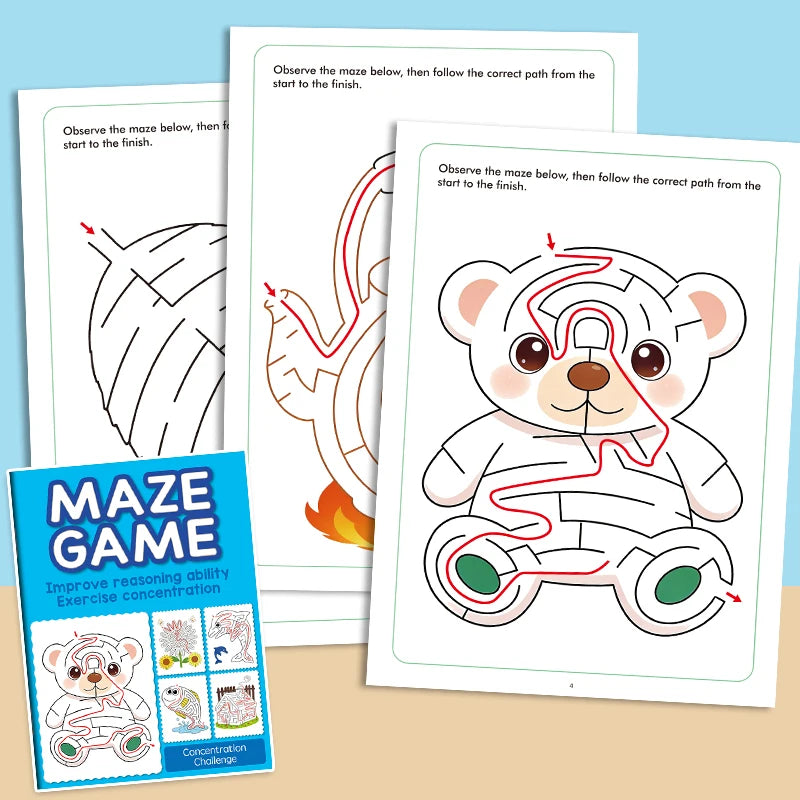 32 Pages Kids Maze Game Book Improve Reasoning Ability Concentration