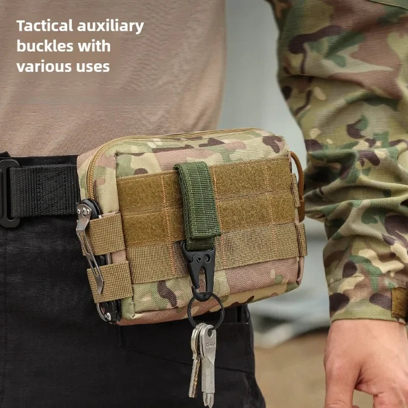 Tactical Nylon Webbing Belt Triangle Buckle & Carabiner Clip