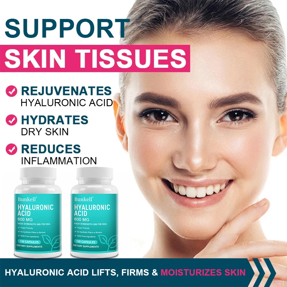 Hyaluronic Acid Capsules - 600 Mg Hyaluronic Acid Capsules - High Dose, 500-700 KDA - Non-GMO, No Synthetic Fillers or Binders Peaceful Pleasures Health and Wellness
