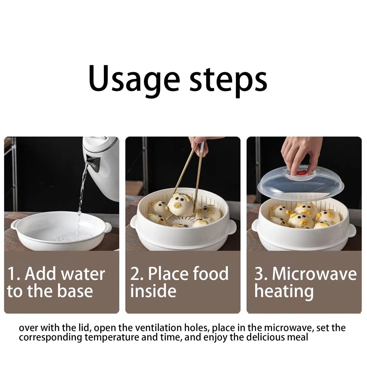 Microwave Steamer PP Large Capacity Heating Steamer Basket Kitchen Steamer Box Steamer Rack Can Exhaust Steam Kitchen Tool Peaceful Pleasures Health and Wellness