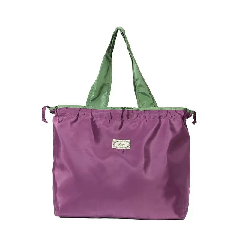 Foldable Reusable Grocery Bag | Oxford Shoulder Tote Reusable Tote Bag Peaceful Pleasures Health and Wellness PURPLE