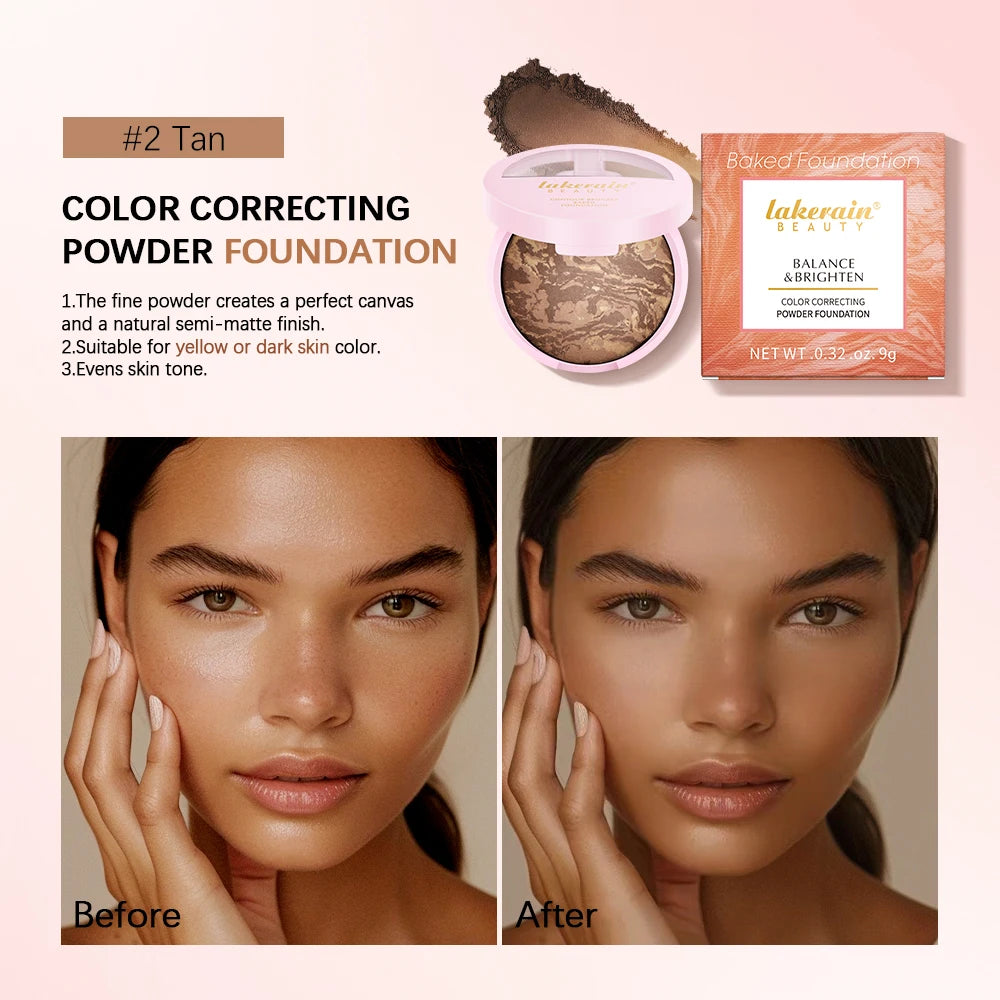 NEW YORK Baked Brighten Color Correcting Powder Foundation Fair Buildable Light to Medium Coverage Demi-Matte Natural Finish Peaceful Pleasures Health and Wellness