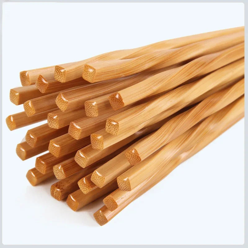 Natural Bamboo Chopsticks – Handmade Non-Slip Reusable Wavy Wood Sushi Chopsticks | 1 Pair or 5 Pairs